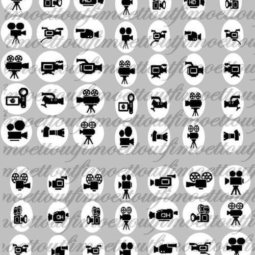 60 images digitale cabochon logo caméra , rond 25m et ovale 25x18 mm (envoi par email) 