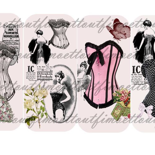 4 marques page digitale corset retro(envoi mail) 