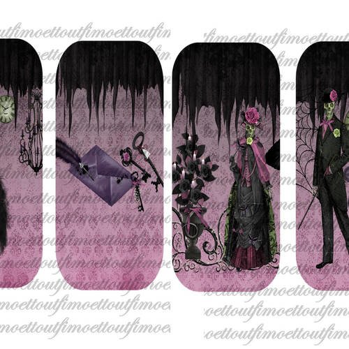 4 marques page digitale squelette, halloween, crane,gothique,steampunk(envoi mail) 