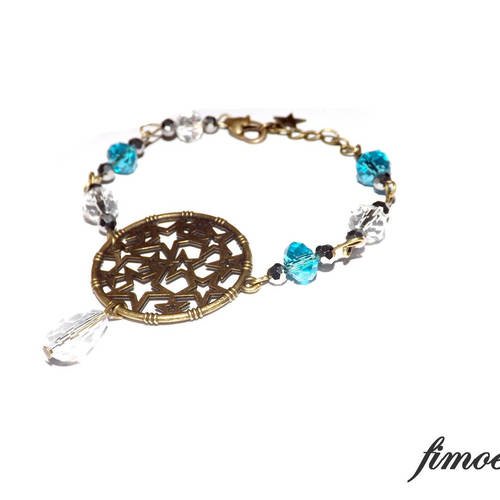 Jolie bracelet, pluie d'etoile,cristal ,bleu et transparent 