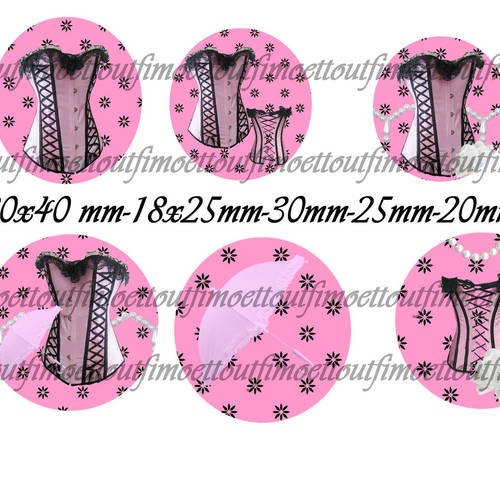 30image digitale cabochon corset dentelle rose  (envoi mail) 