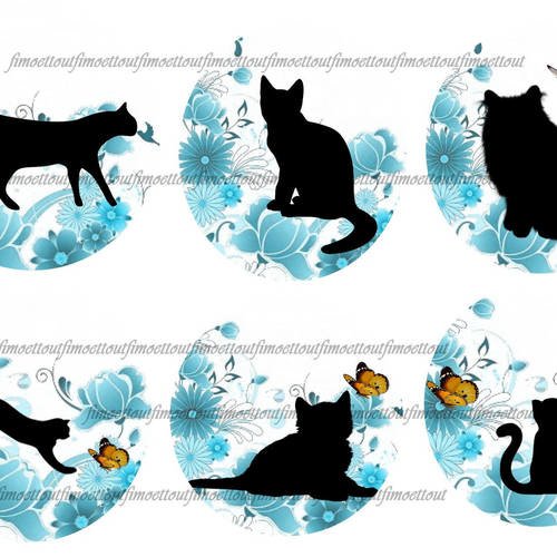 36image digitale cabochon les chats fond turquoise(envoi mail) 