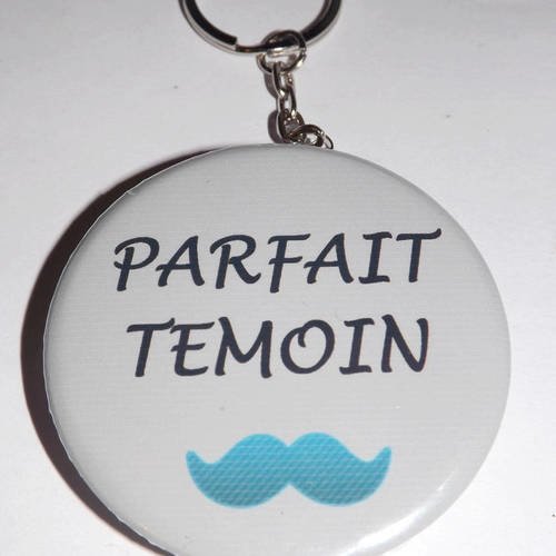 Porte clef badge avec décapsuleur au dos 58mm,parfait témoin moustache bleu turquoise 