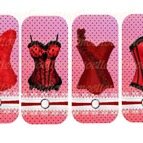 4 marque page digitale corset saint valentin ton rouge(envoi mail) 