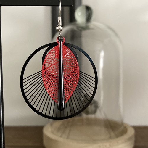 Boucles d’oreilles filigranes noires et rouges