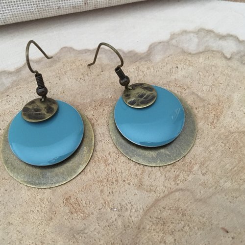 Boucles ronds bronze turquoise