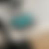 Boucle d’oreille créole noire et pompons turquoise