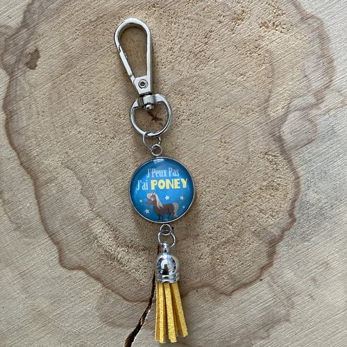 Porte-clés / bijou de sac poney bleu
