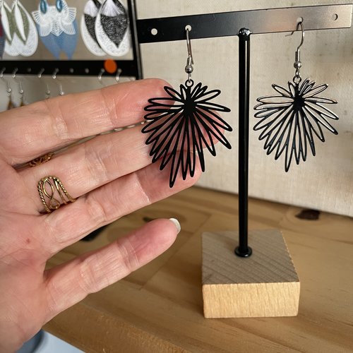 Boucles fleurs noire