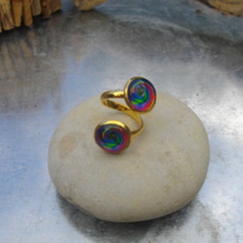 Spirale psychedelique - bague double ajustable