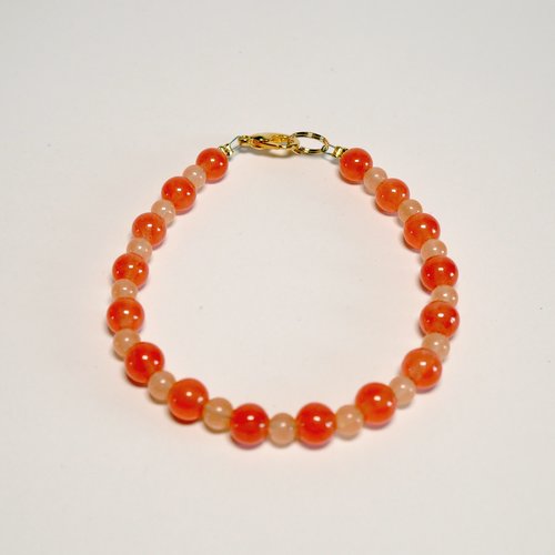 Bracelet pierre naturelle gemme semi précieuse aventurine orange et cornaline