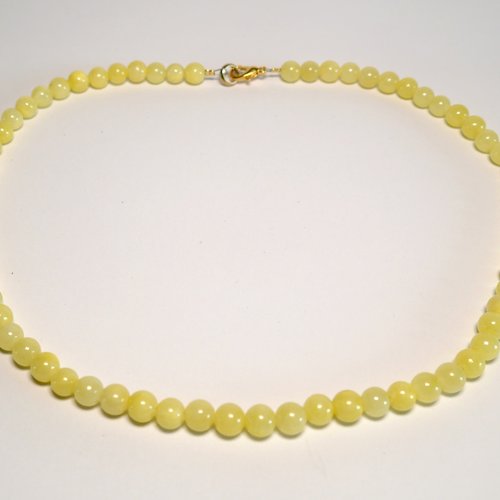 Collier pierre naturelle semi précieuse jade jaune 6 mm