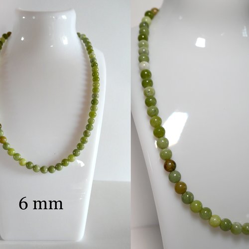 Collier pierre naturelle semi précieuse jade 6 mm
