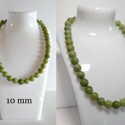 Collier pierre naturelle semi précieuse jade 10 mm