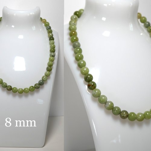 Collier pierre naturelle semi précieuse jade 8 mm