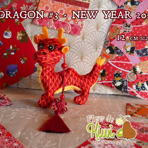 Peluche petit dragon porte bonheur, dragon décoratif ornement, nouvelle année lunaire, nouvel an chinois, année du dragon 2024,