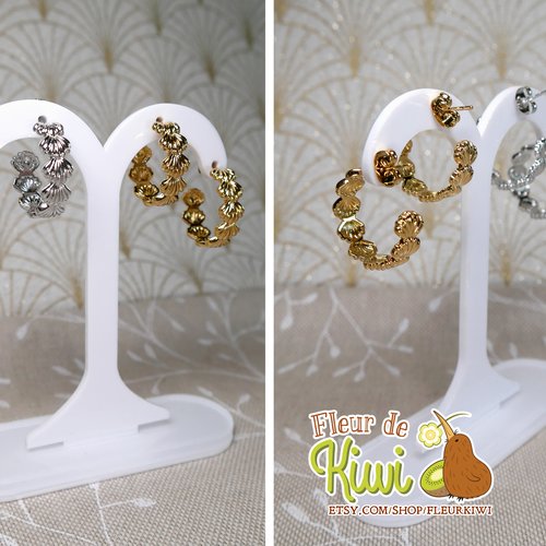Boucles d'oreilles, créole de coquilles argentées, océan, plage, bijou sirène, thème estival, bijou cadeau de vacances, été femme