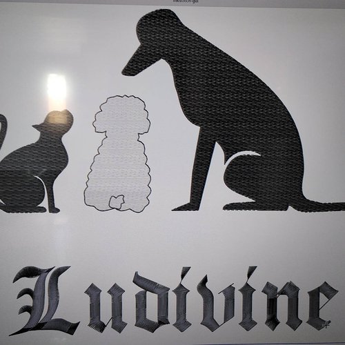 Fichier broderie ludivine- prénom personnalisé + chiens et chats