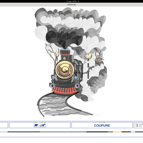 Fichier broderie "train à vapeur hiver" 18x13cm