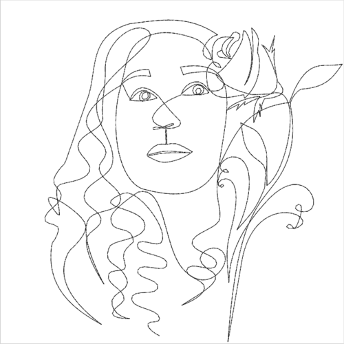 Visage fleurit lineart