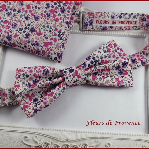 Fleurs de Provence - Set Noeud Papillon et Pochette costume assortie Tissu  Dore - Homme / enfant / bebe