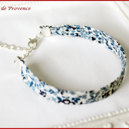 Bracelete simple tissu liberty katie et millie bleu