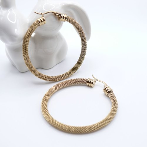 Créoles torsadées en acier inoxydable doré