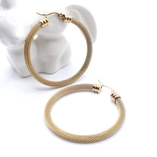 Créoles torsadées en acier inoxydable doré