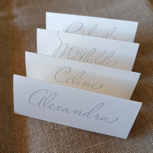 Marque place personnalisé écriture gris argenté mat