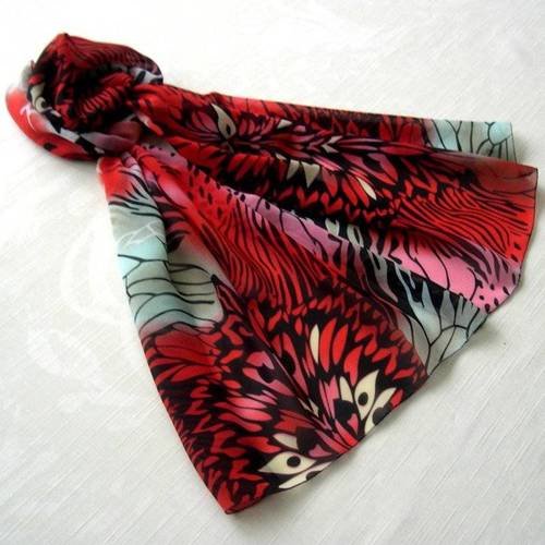 Foulard simple classique, écharpe légère,imprimé multicolore, châle, étole, motif abstrait, 006