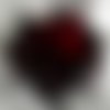 Barette fleur en tissu,organza, plumes et perles, accessoires coiffure, mariage, fête, cadeau, noir et rouge, 162