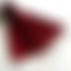 Foulard décoré de perles, écharpe légère, accessoires femme, cadeau, rouge et noir, motif roses, 016