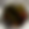 Barette fleur en tissu, plumes et perles, accessoires coiffure, mariage, fête, cadeau,  orange, noir et jaune, 157