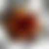 Barette fleur en tissu, plumes et perles, accessoires coiffure, mariage, fête, cadeau, orange et marron, 032