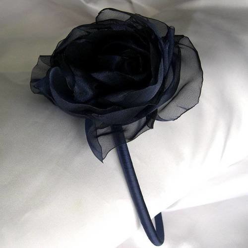 Serre-tête fleur, rose bleue en organza, accessoires coiffure, mariage, cadeau, mariage, cadeau