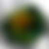 Barette fleur en tissu, plumes et perles, accessoires coiffure, mariage, cadeau, vert et jaune, 237