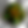 Barette fleur en tissu,organza, plumes et perles, accessoires coiffure, mariage, fête, cadeau, vert et jaune, 237