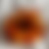 Barette fleur en tissu, organza, plumes et perles, accessoires coiffure, mariage, fête, cadeau, orange et jaune, 243