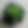 Barette fleur en tissu,organza, plumes et perles, accessoires coiffure, vert et noir, 076