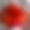 Barette fleur en tissu, plumes et perles, accessoires coiffure, rouge, rose et orange 244