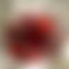 Barette fleur en tissu, organza, plumes et perles, personnalisée, accessoires coiffure, mariage, fête, rouge, blanc et noir, 117