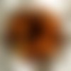 Broche fleur en tissu, organza, plumes et perles, accessoires femme,mariage, fête, cadeau orange marron, 269