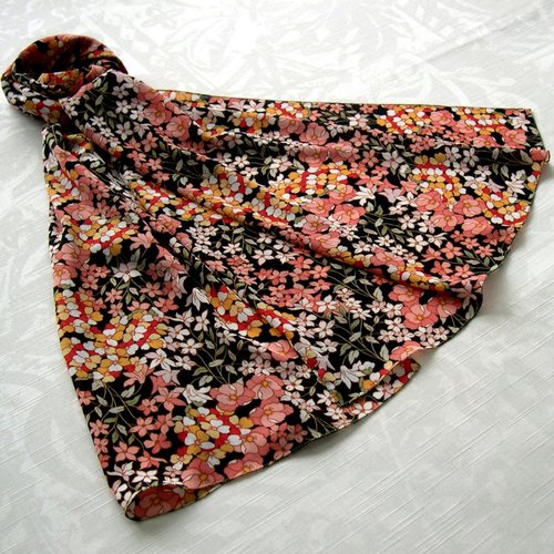 Foulard simple classique, écharpe légère, châle, étole,  accessoires femme, cadeau, multicolore, motif fleurs 286