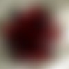 Barette fleur en tissu, plumes et perles, accessoires coiffure, mariage, fête, cadeau, rouge, noire et blanche, 203