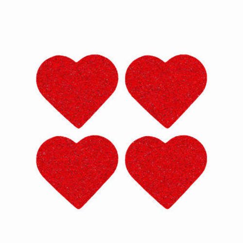 4 coeurs 4 cm applique flex thermocollant rouge paillete 