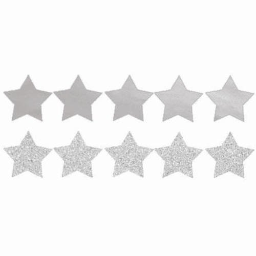 10 etoiles argent mat argent paillete flex thermocollant 