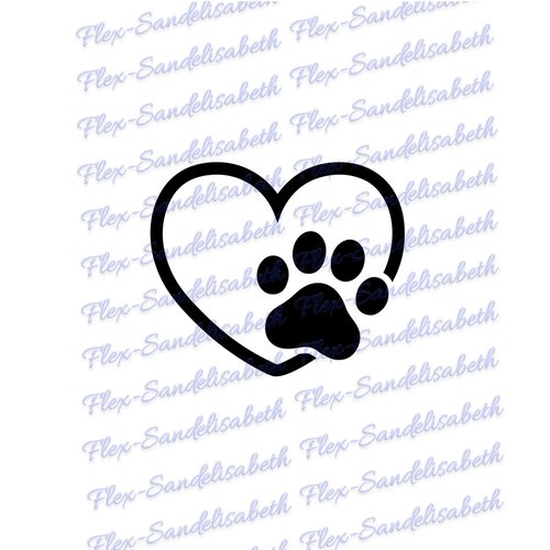 Pattes coeur chat chaton 8 cm appliqué flex thermocollant couleur et dimension au choix