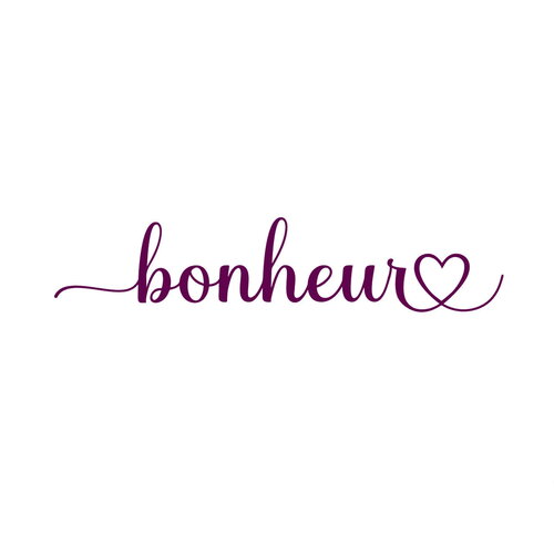 Bonheur 8 cm fil cœur texte flex appliqué thermocollant couleur au choix