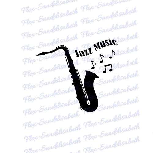Saxophone jazz instrument musique appliqué flex thermocollant transfert couleur et dimension au choix