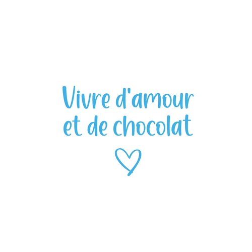 Vivre d'amour et de chocolat texte flex thermocollant appliqué transfert textile couleur et dimension au choix